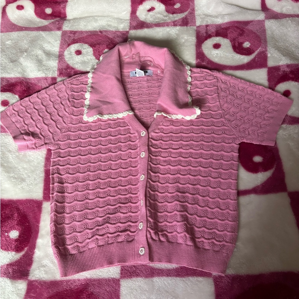 RSQ Pink Button-Up Knit Top